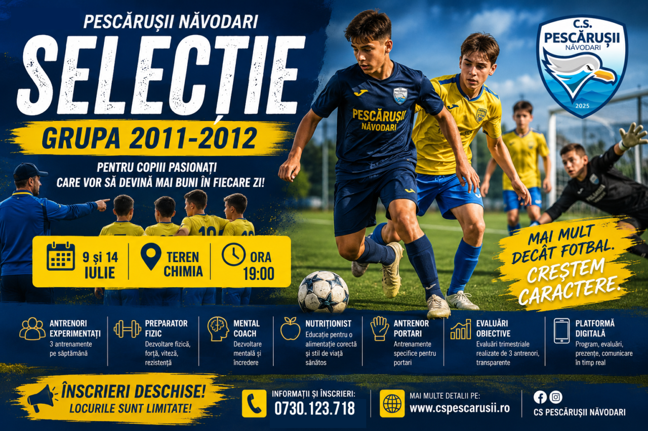 ⚽ Facem selecții pentru grupa 2011-2012! 💛💙